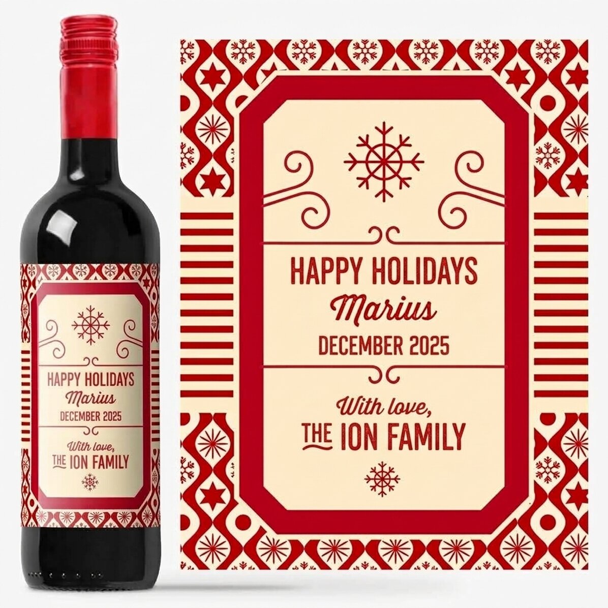 Vino personalizzato con scritta - Modello Natale