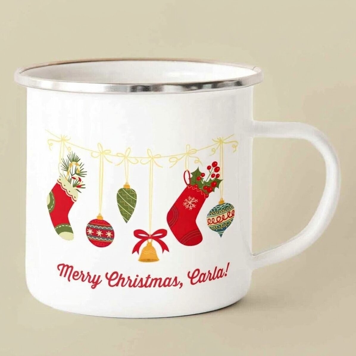 Tazza smaltata personalizzata con scritta - Calzini