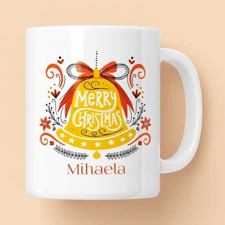 Tazza personalizzata con scritta - Campanella "Merry Christmas"