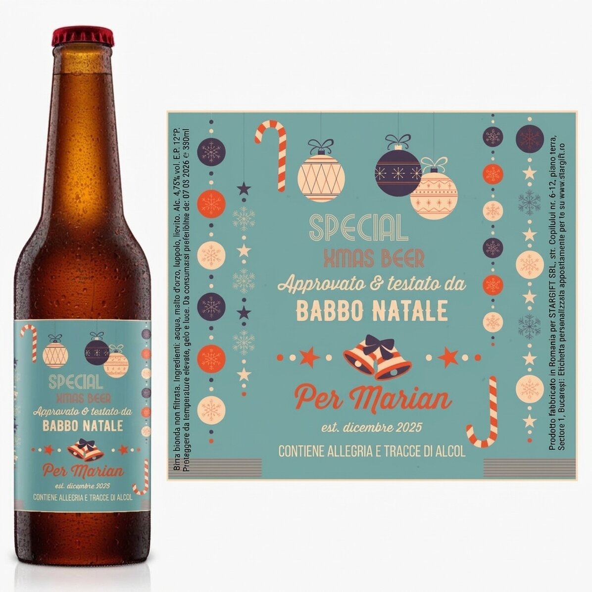 Birra personalizzata con scritta - Approvata da Babbo Natale