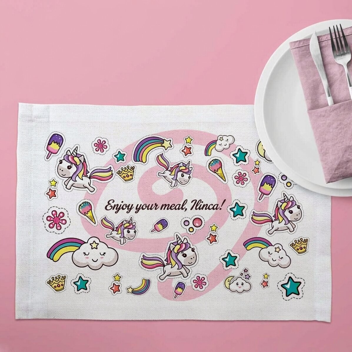 Portapiatto personalizzato - modello unicorni