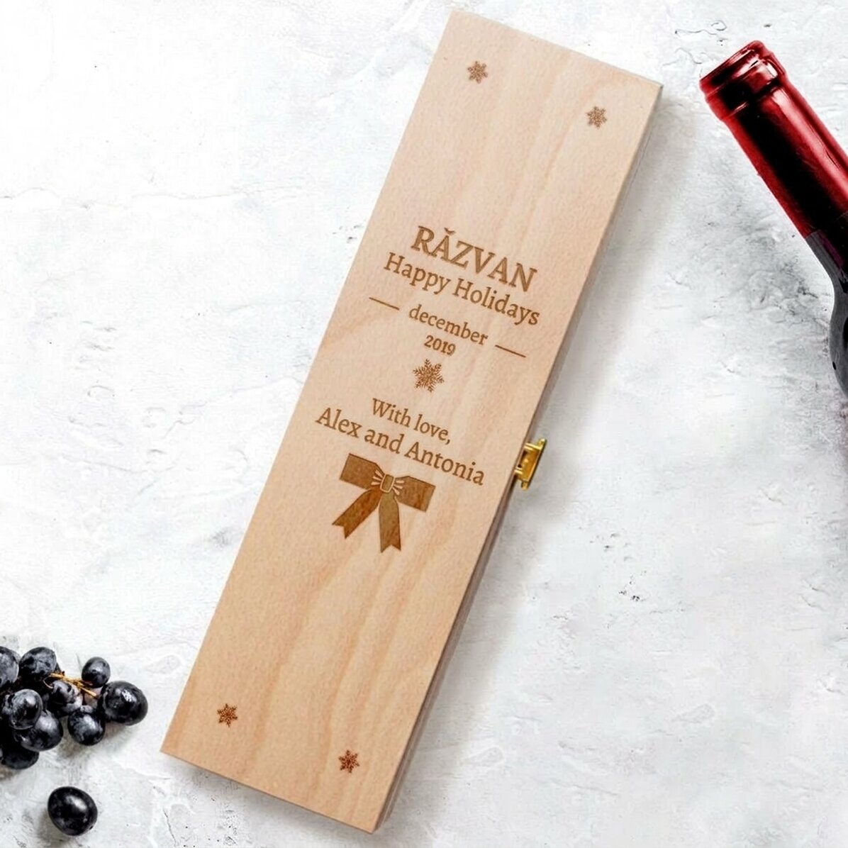 Scatola per vino personalizzata - Modello "Fiocco"