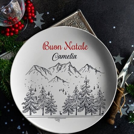 Piatto personalizzato con scritta - Paesaggio invernale