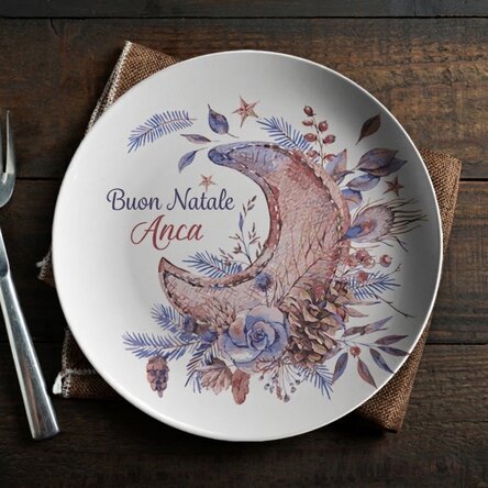 Piatto personalizzato con scritta - Christmas flowers