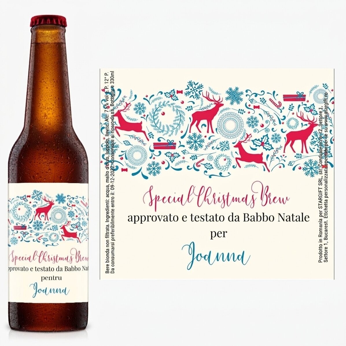 Birra personalizzata con scritta - Renna