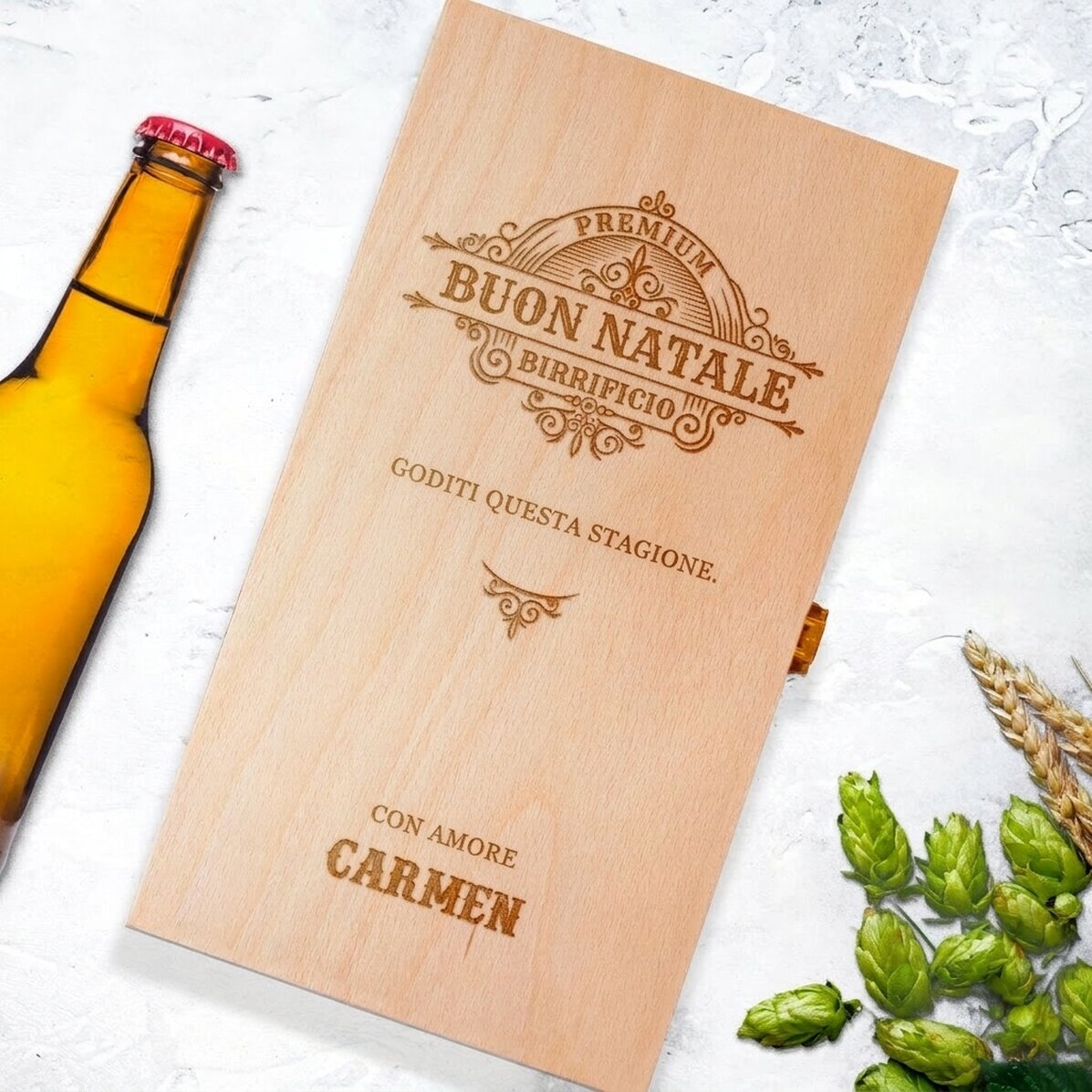 Scatola personalizzata per tre bottiglie di birra - Vintage Christmas