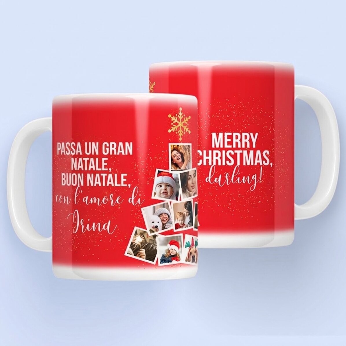 Tazza personalizzata con 10 foto e testo - Ricordi di Natale