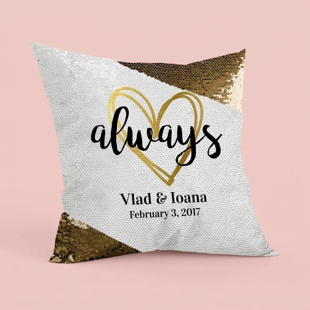 Cuscino con paillettes personalizzato con scritta - Always