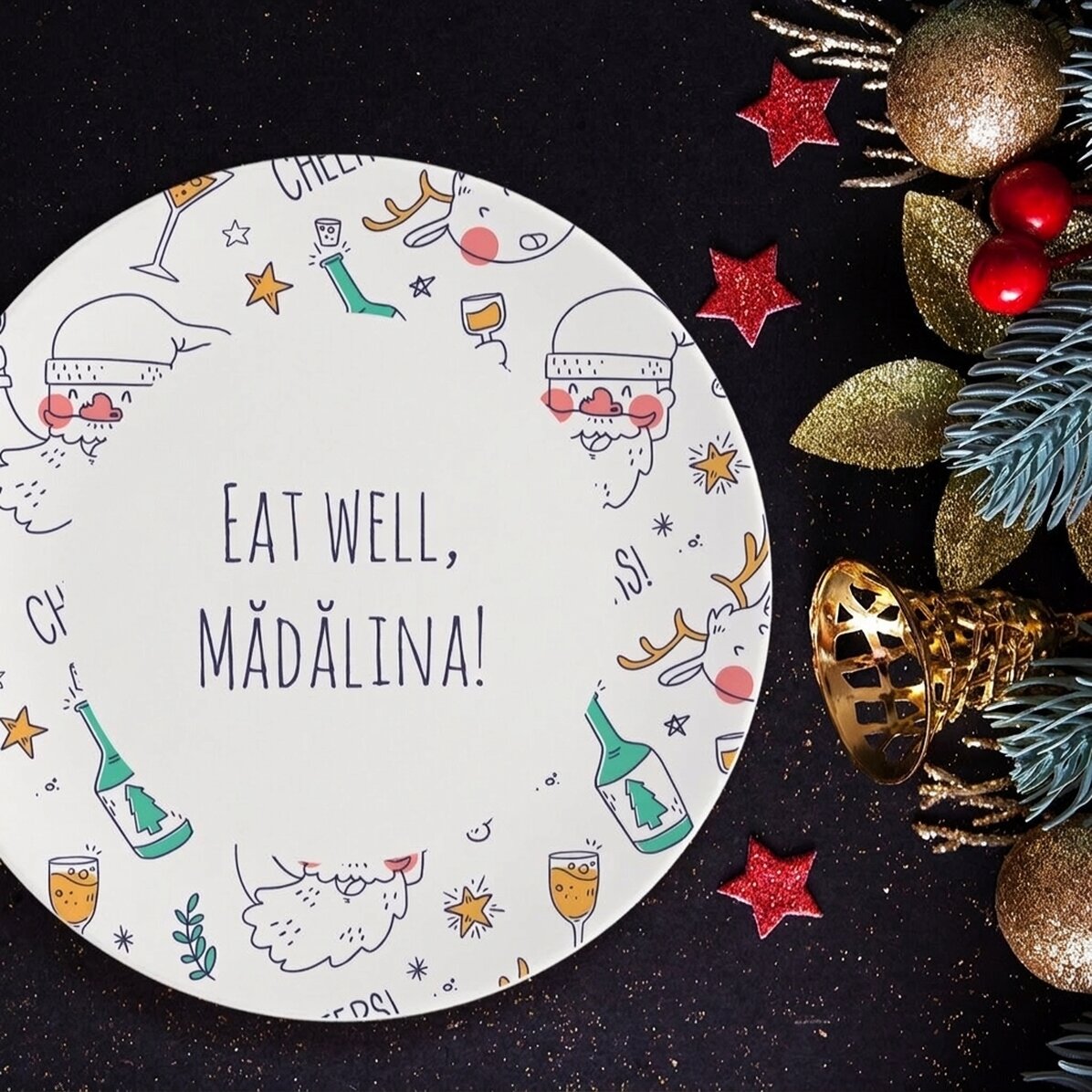 Piatto personalizzato con scritta - Babbo Natale ubriaco
