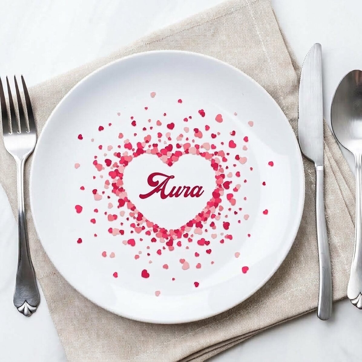 Piatto personalizzato con scritta - Sparkle of hearts