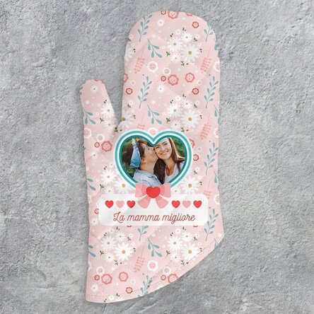 Guanto da cucina personalizzato con foto e testo - La mamma migliore
