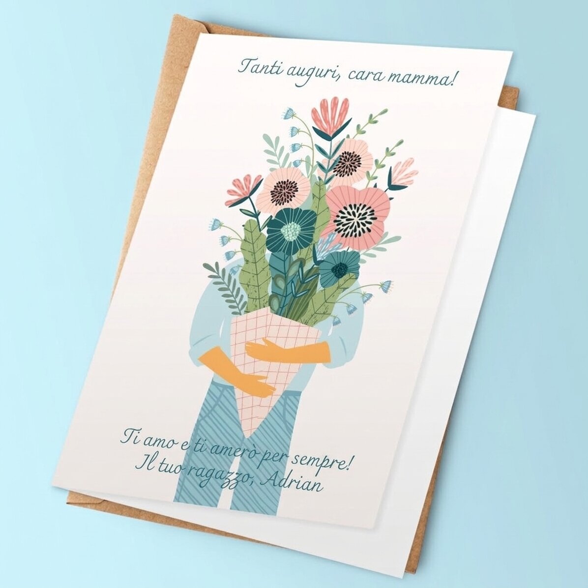 Biglietto di auguri personalizzato con testo - Un mazzo di amore!