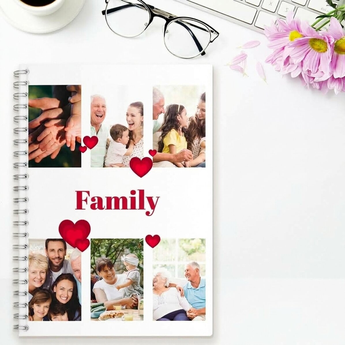 Taccuino personalizzato con 6 foto e testo - Family
