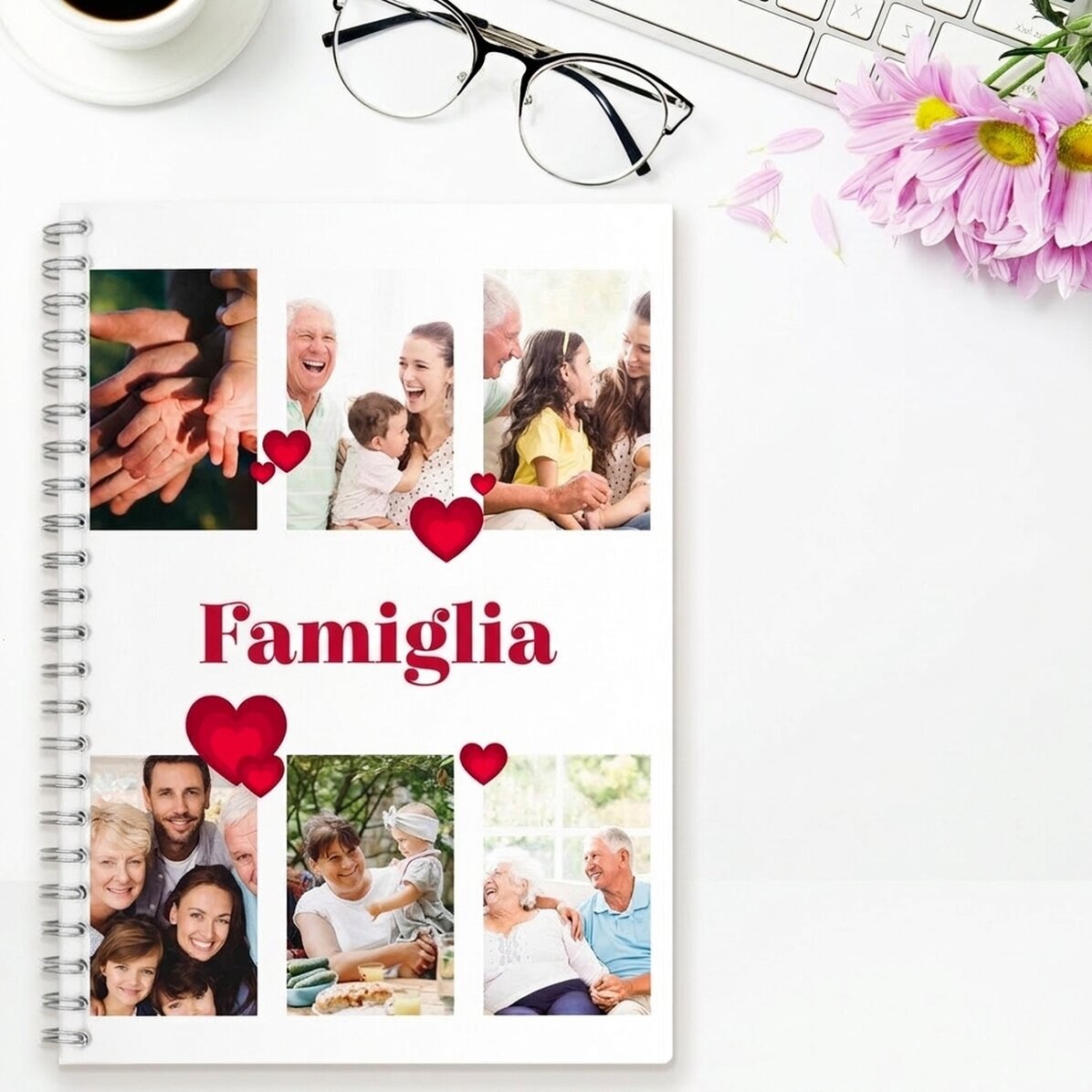 Taccuino personalizzato con 6 foto e testo - Family