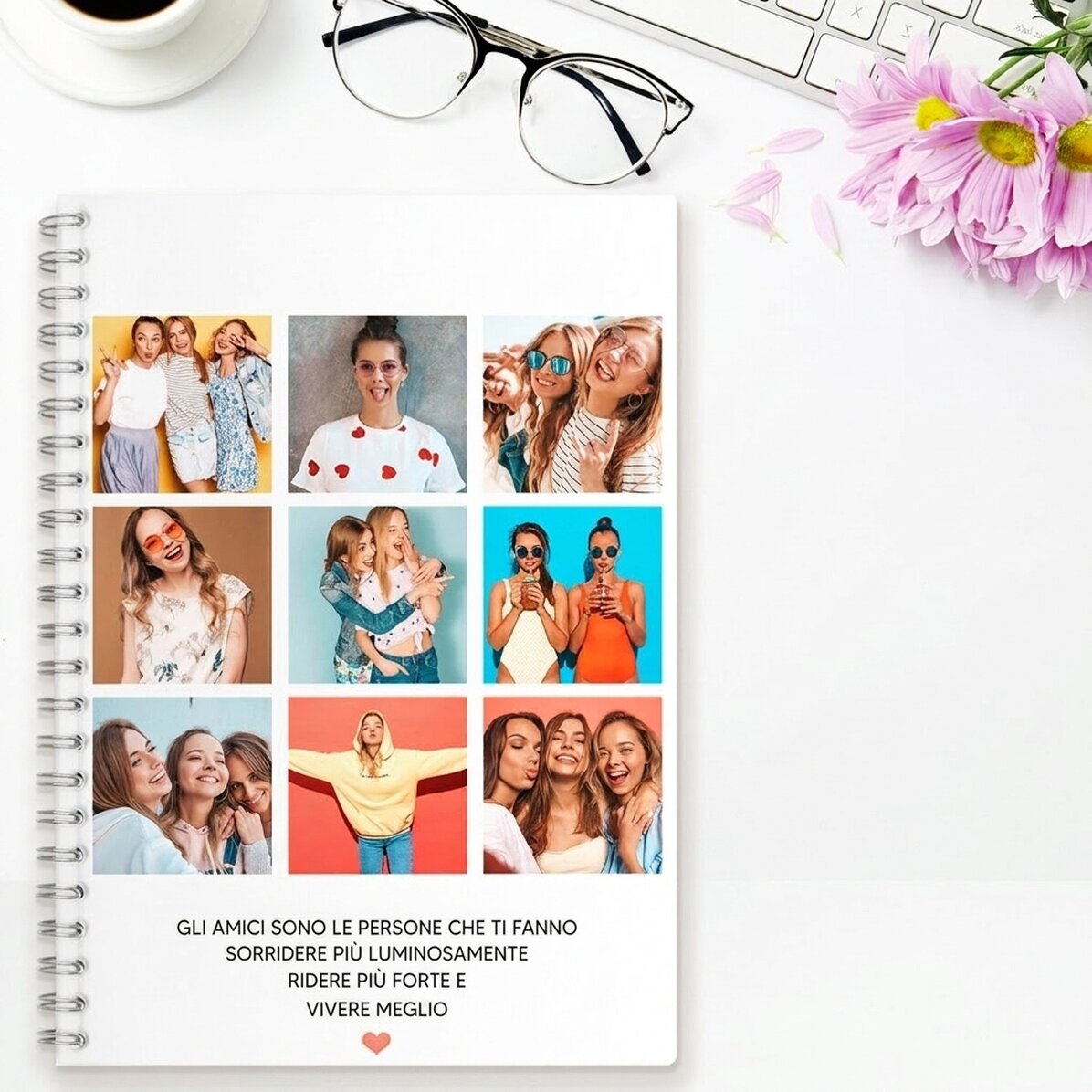 Taccuino personalizzato con 9 foto e testo - F.r.i.e.n.d.s