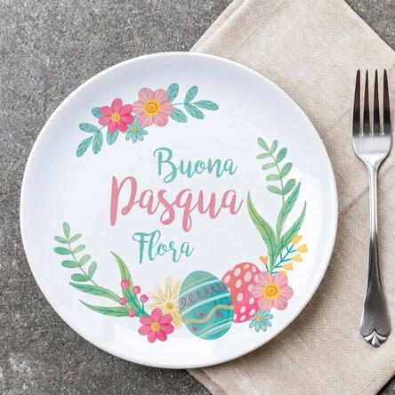 Piatto personalizzato con la scritta "Happy Easter!"