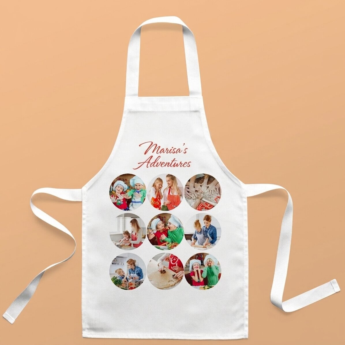 T-shirt personalizzata per bambini con 9 foto e testo - Avventure in cucina