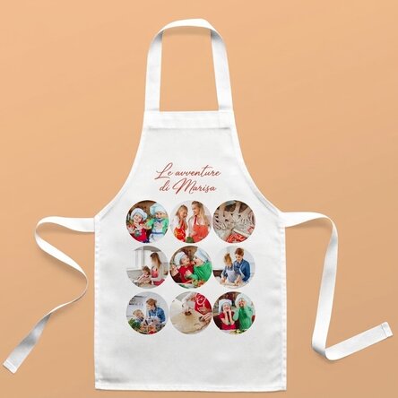 T-shirt personalizzata per bambini con 9 foto e testo - Avventure in cucina
