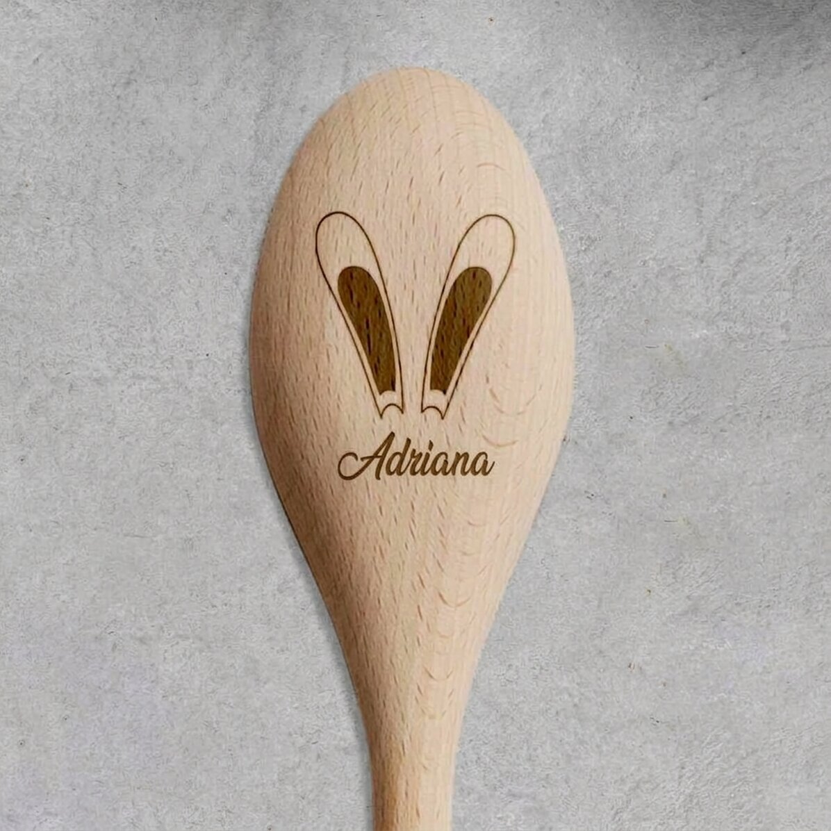 Cucchiaio di legno personalizzato - Orecchie di coniglio