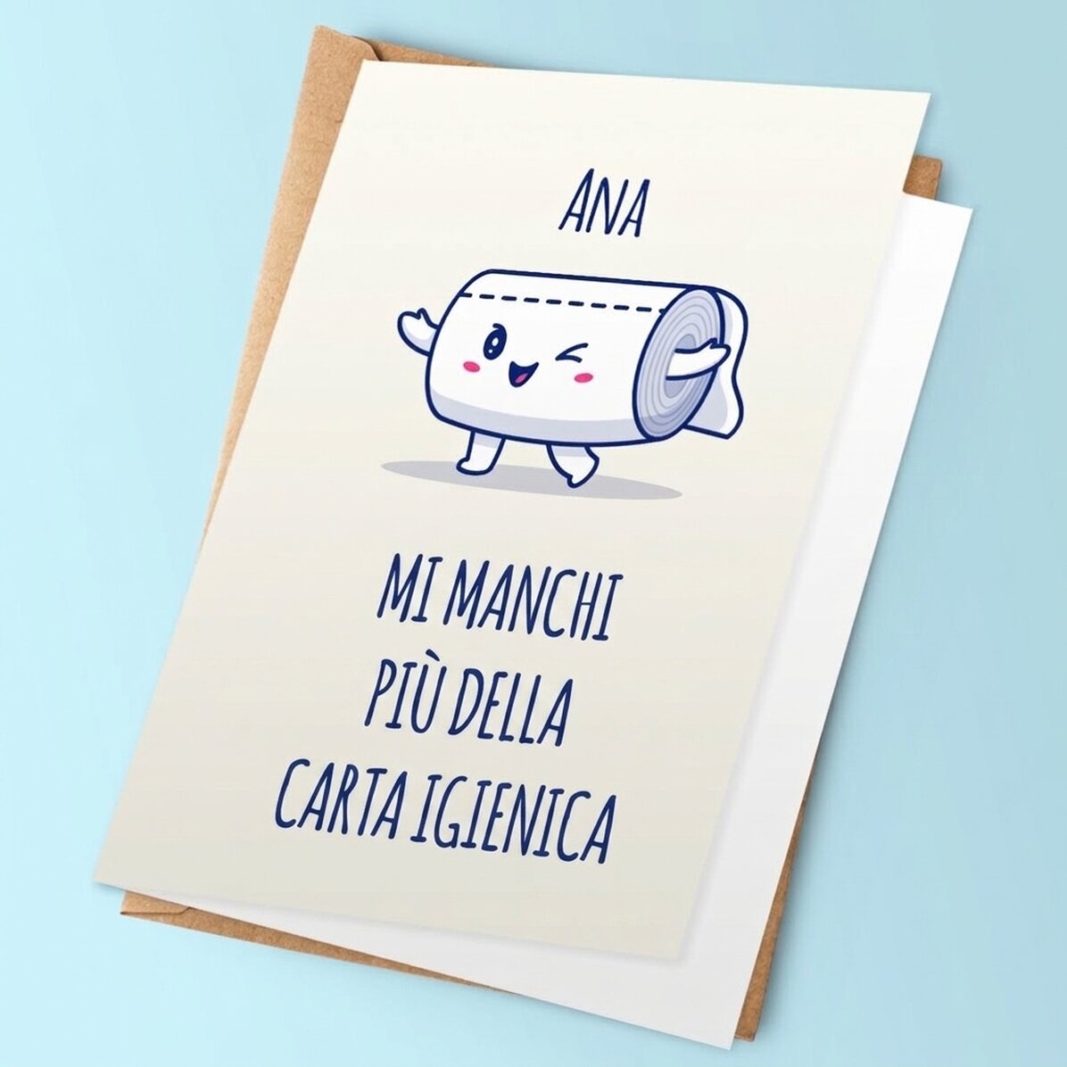 Biglietto di auguri personalizzato con testo - Carta igienica