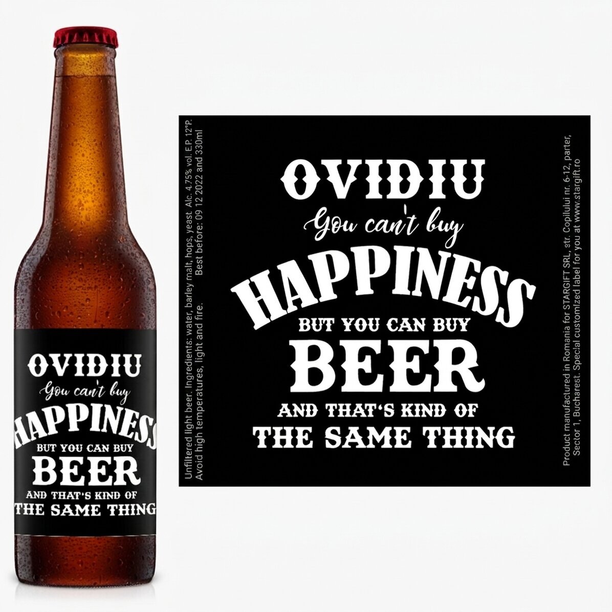 Birra personalizzata con scritta - Beer is Happiness