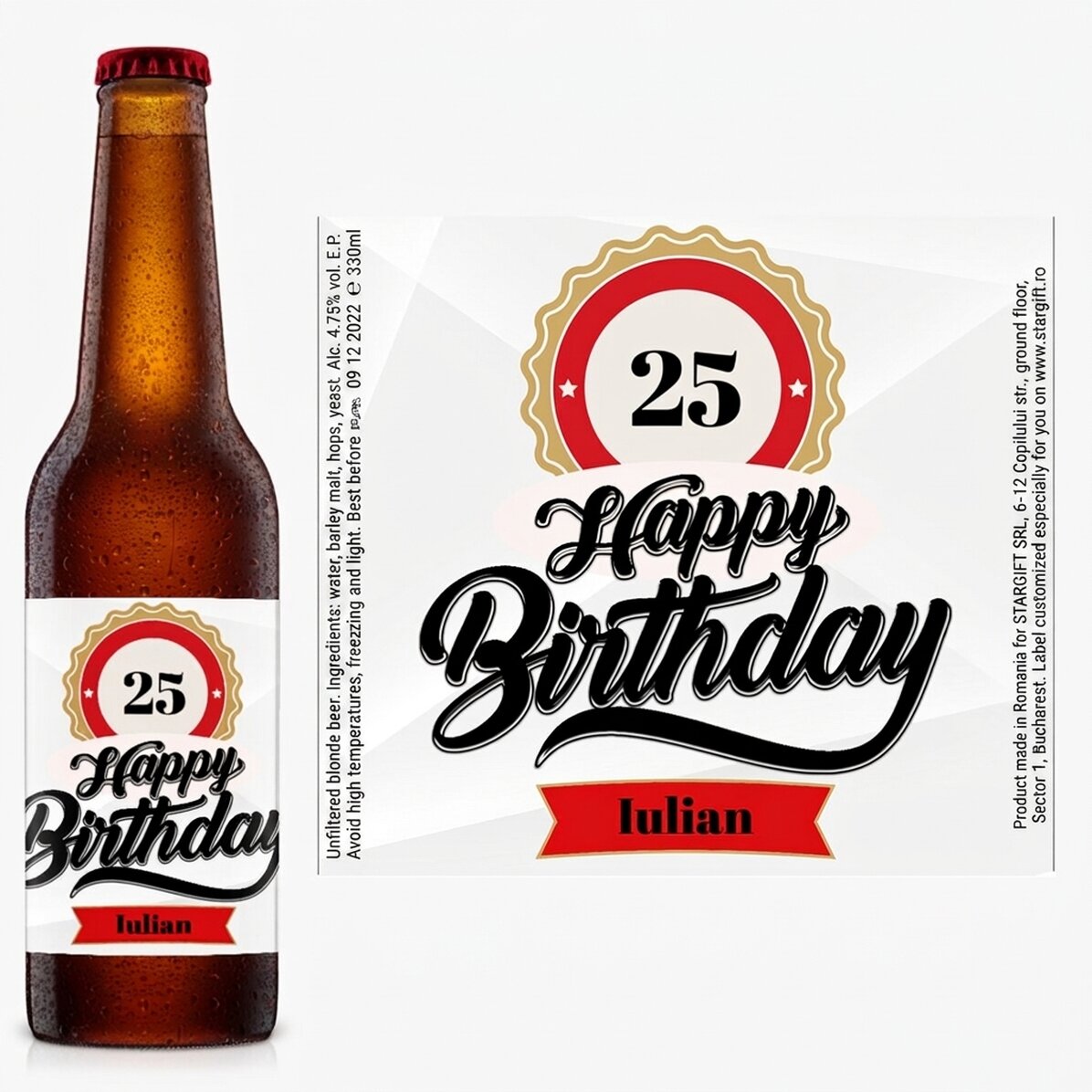 Birra personalizzata con la scritta: “Buon compleanno!”