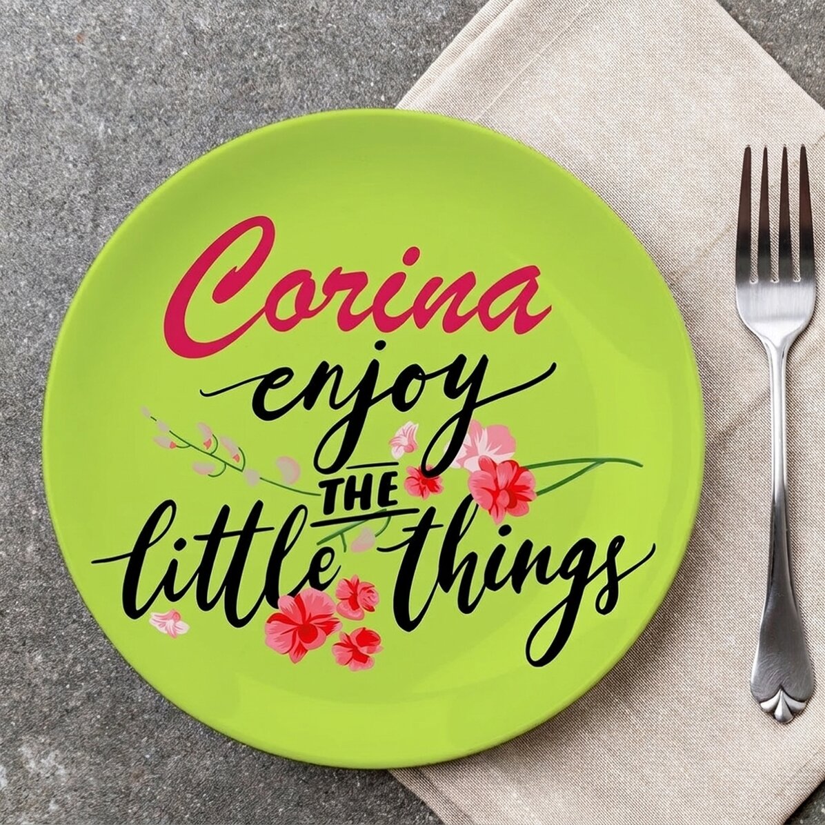 Piatto personalizzato con scritta - Enjoy the little things