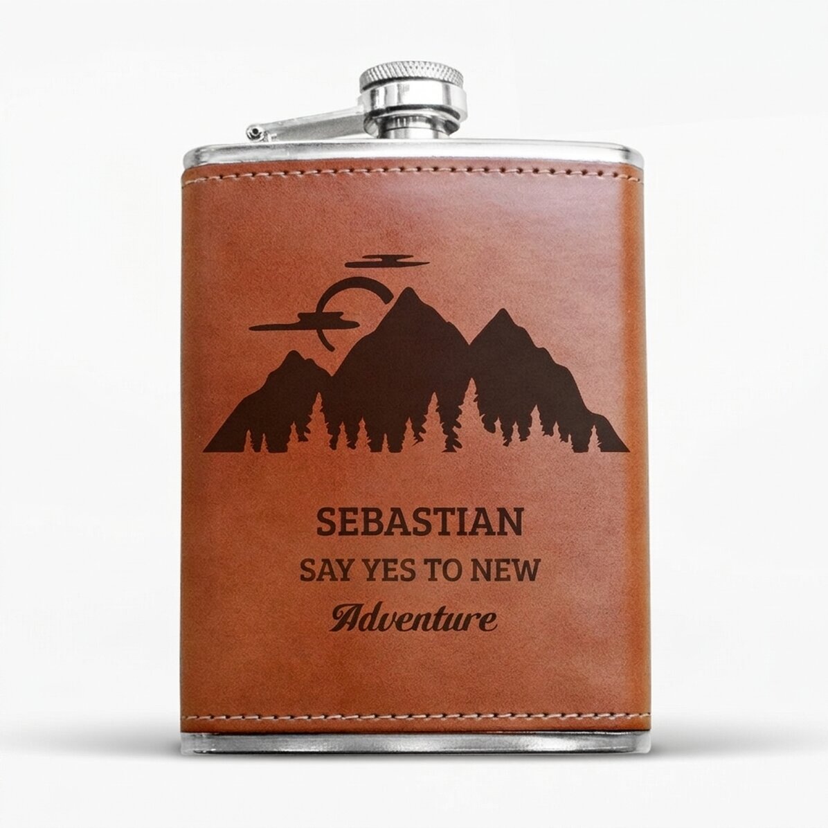 Bottiglietta tascabile personalizzata rivestita in pelle - Adventure Time