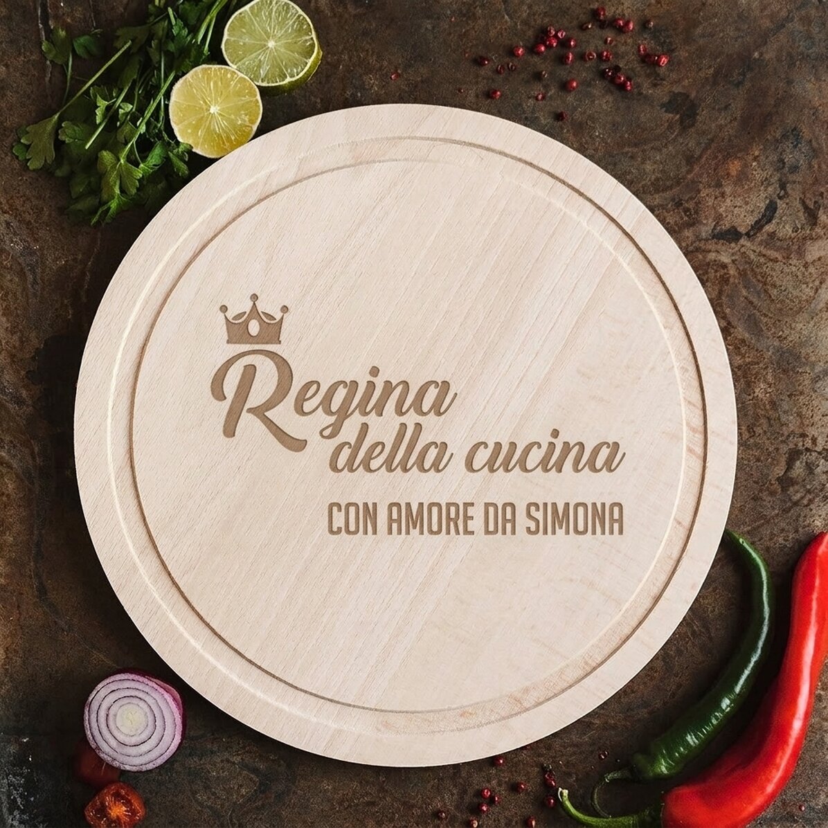 Tagliere rotondo personalizzato - Queen of the Kitchen
