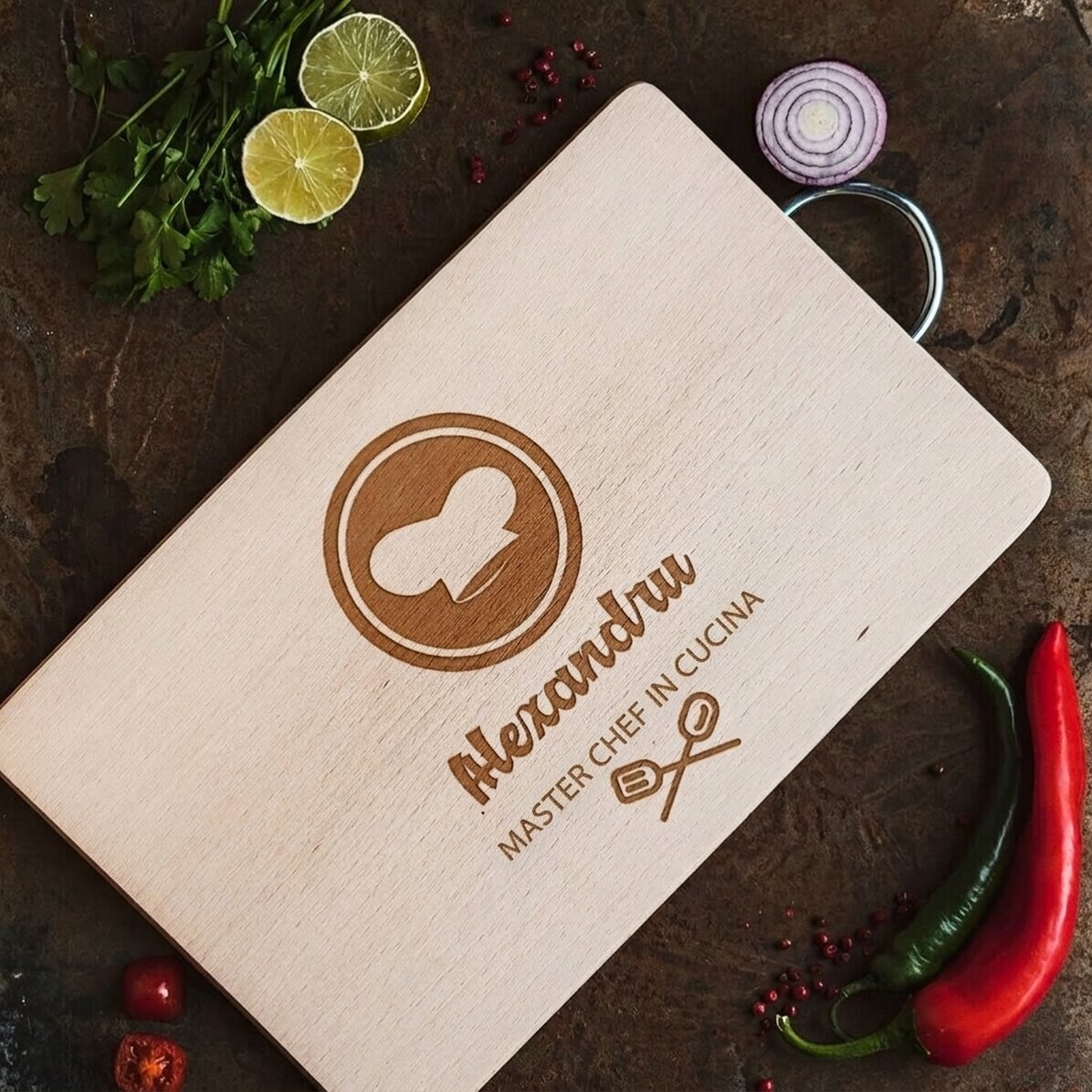 Tagliere personalizzato - Il maestro chef in cucina