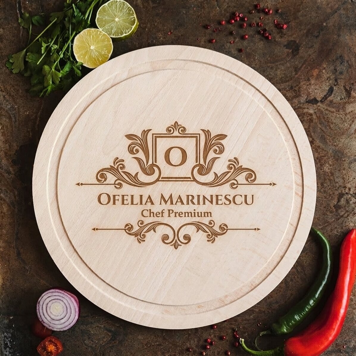 Tagliere rotondo personalizzato - Premium Chef