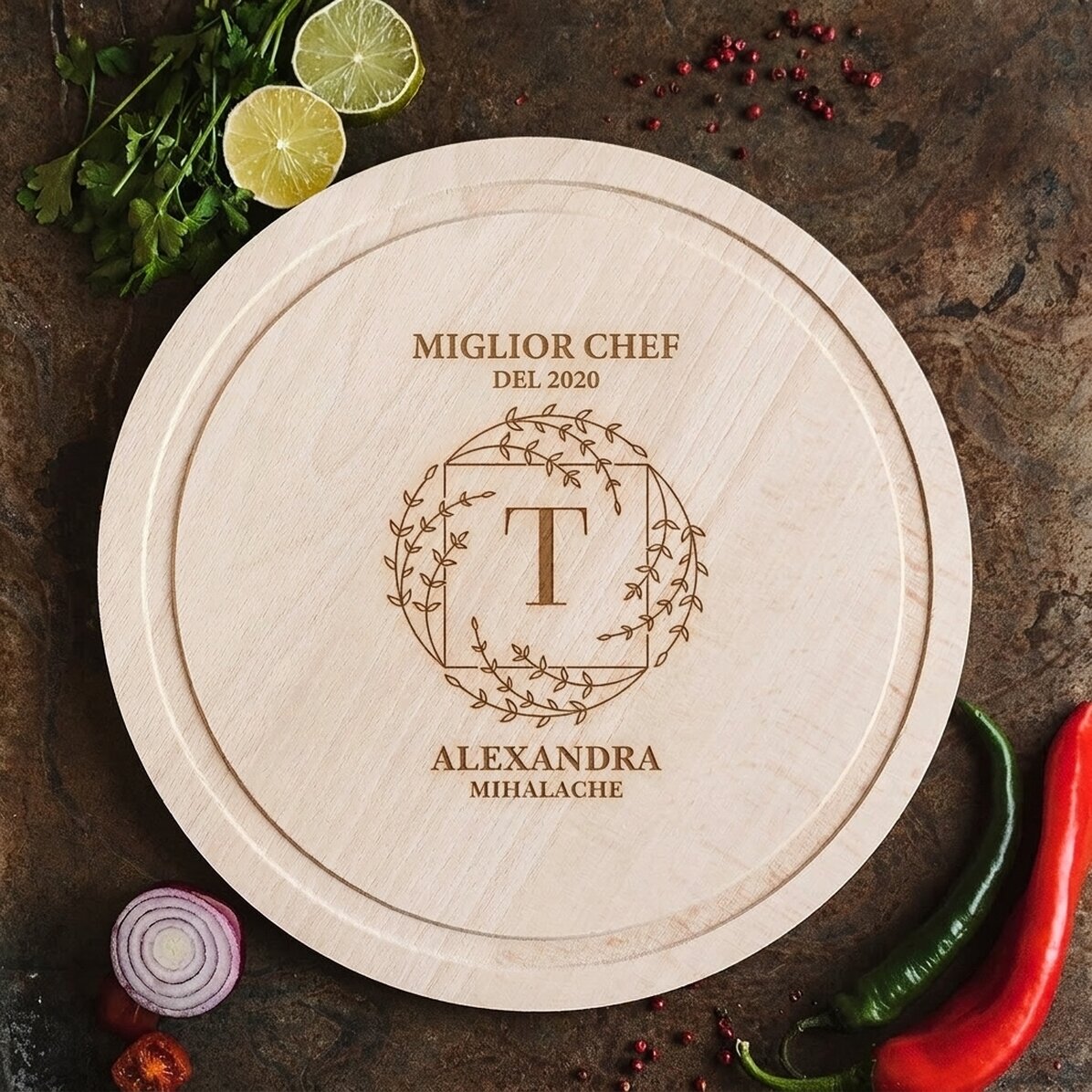 Tagliere rotondo personalizzato - Modello Elegant