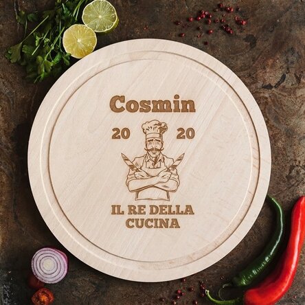 Tagliere rotondo personalizzato - King of the Kitchen