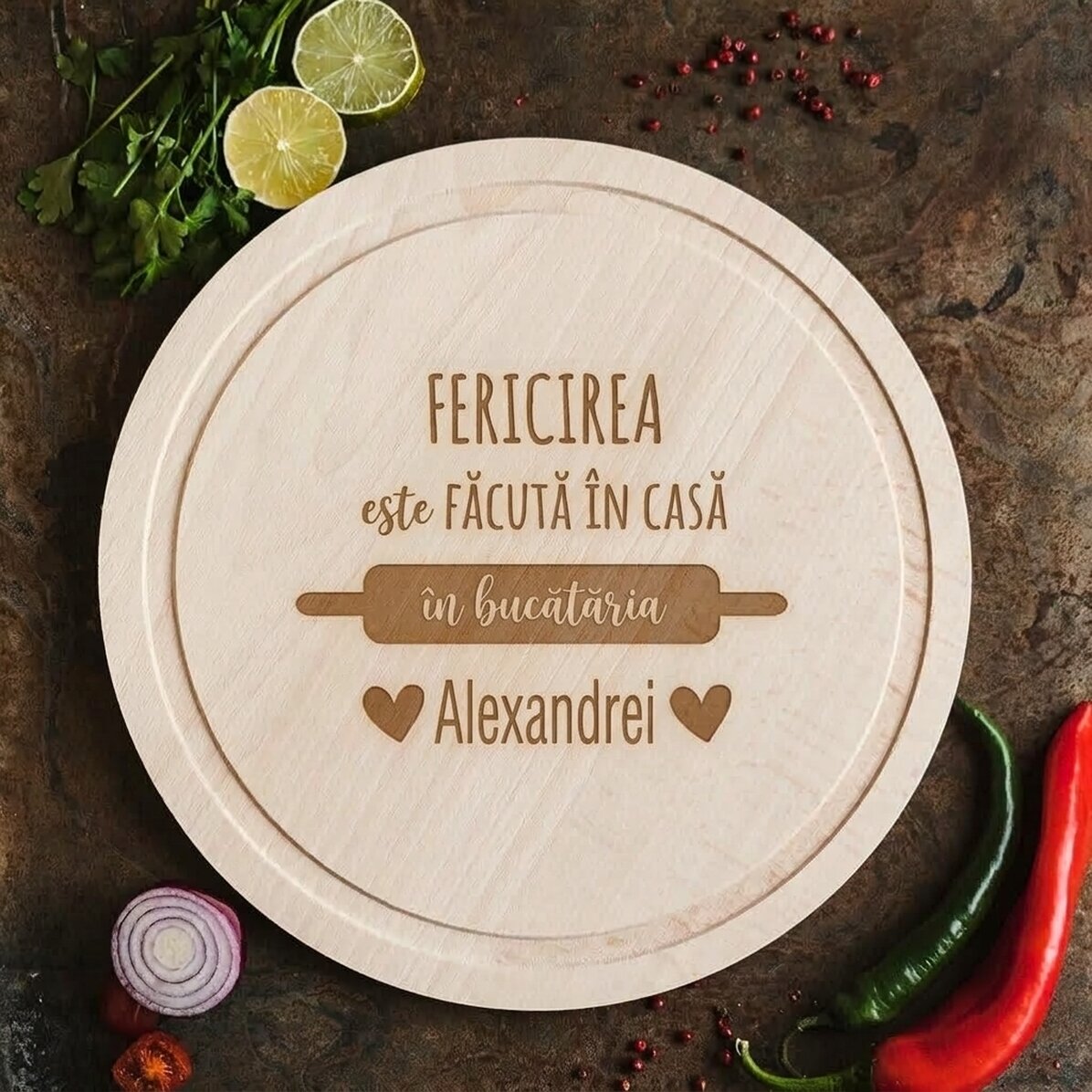 Tagliere rotondo personalizzato - Homemade Happiness
