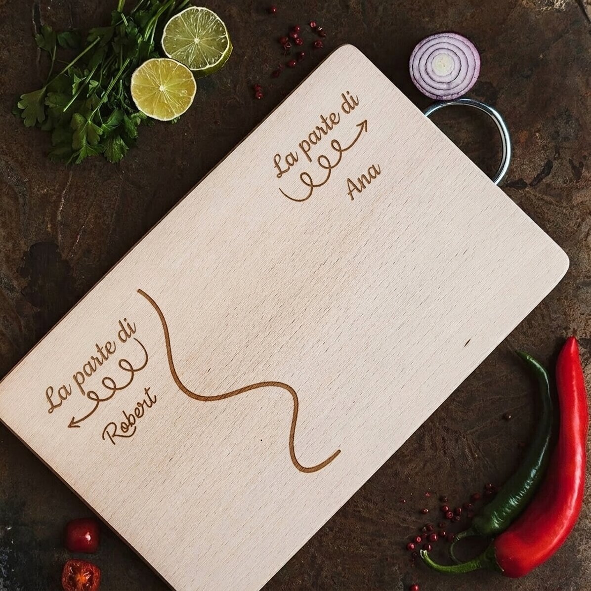 Tagliere personalizzato - Metà tuo, metà mio