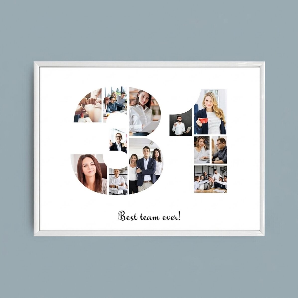 Quadro paesaggistico personalizzato con 12 foto, modello n. 31 e messaggio di testo