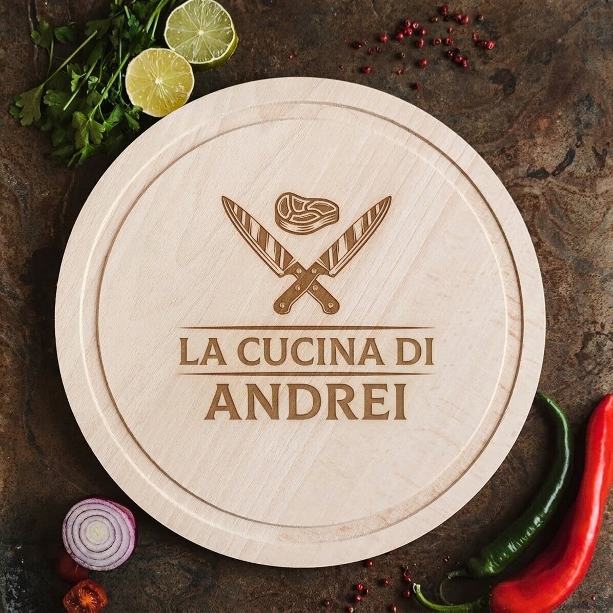 Tagliere rotondo personalizzato - Knives