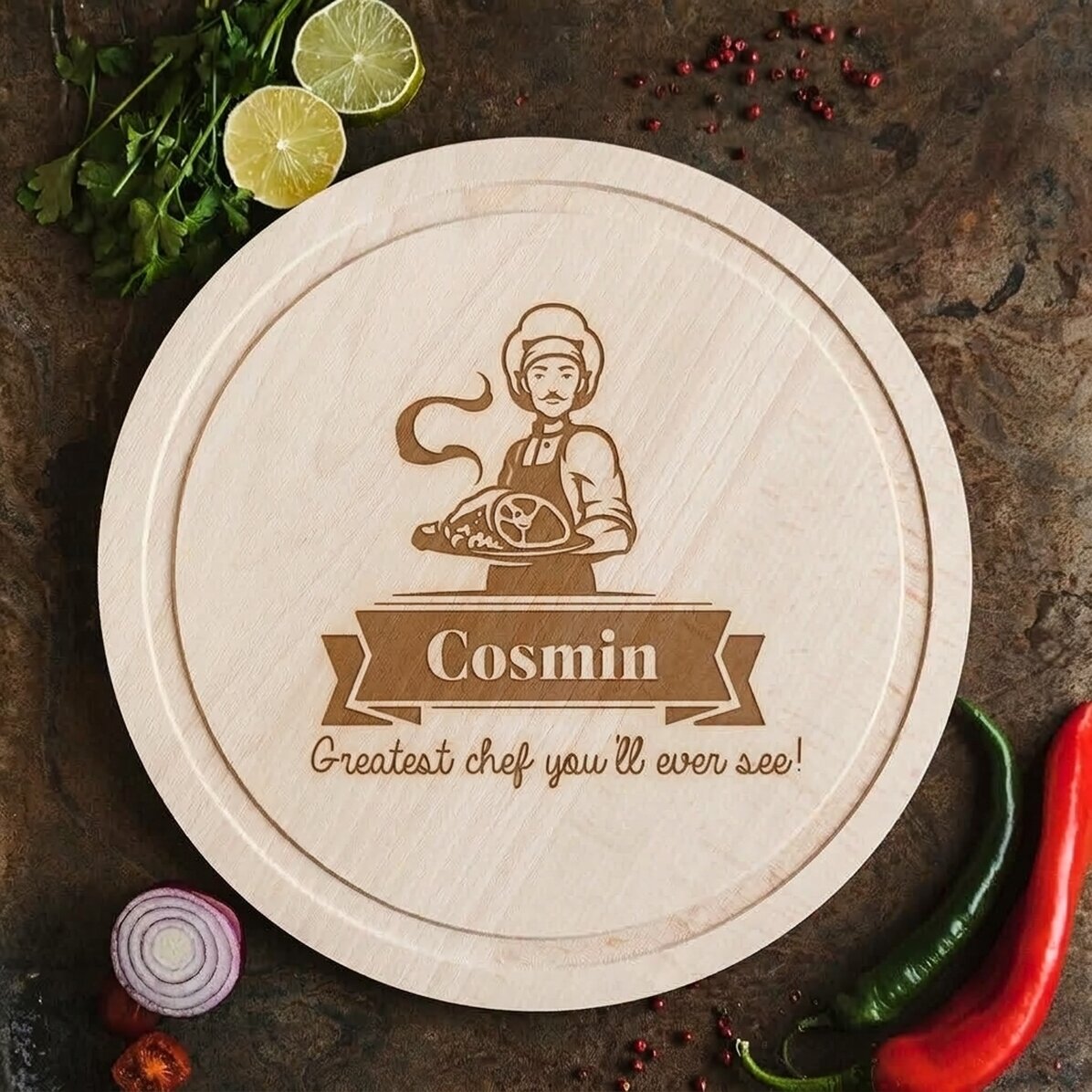 Tagliere rotondo personalizzato - Greatest Chef