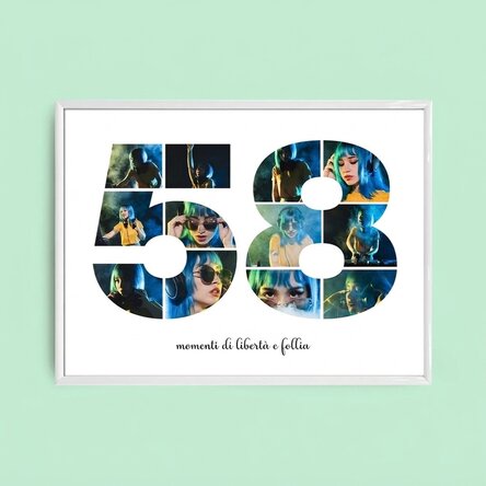 Quadro paesaggistico personalizzato con 12 foto, modello n. 58 e messaggio di testo