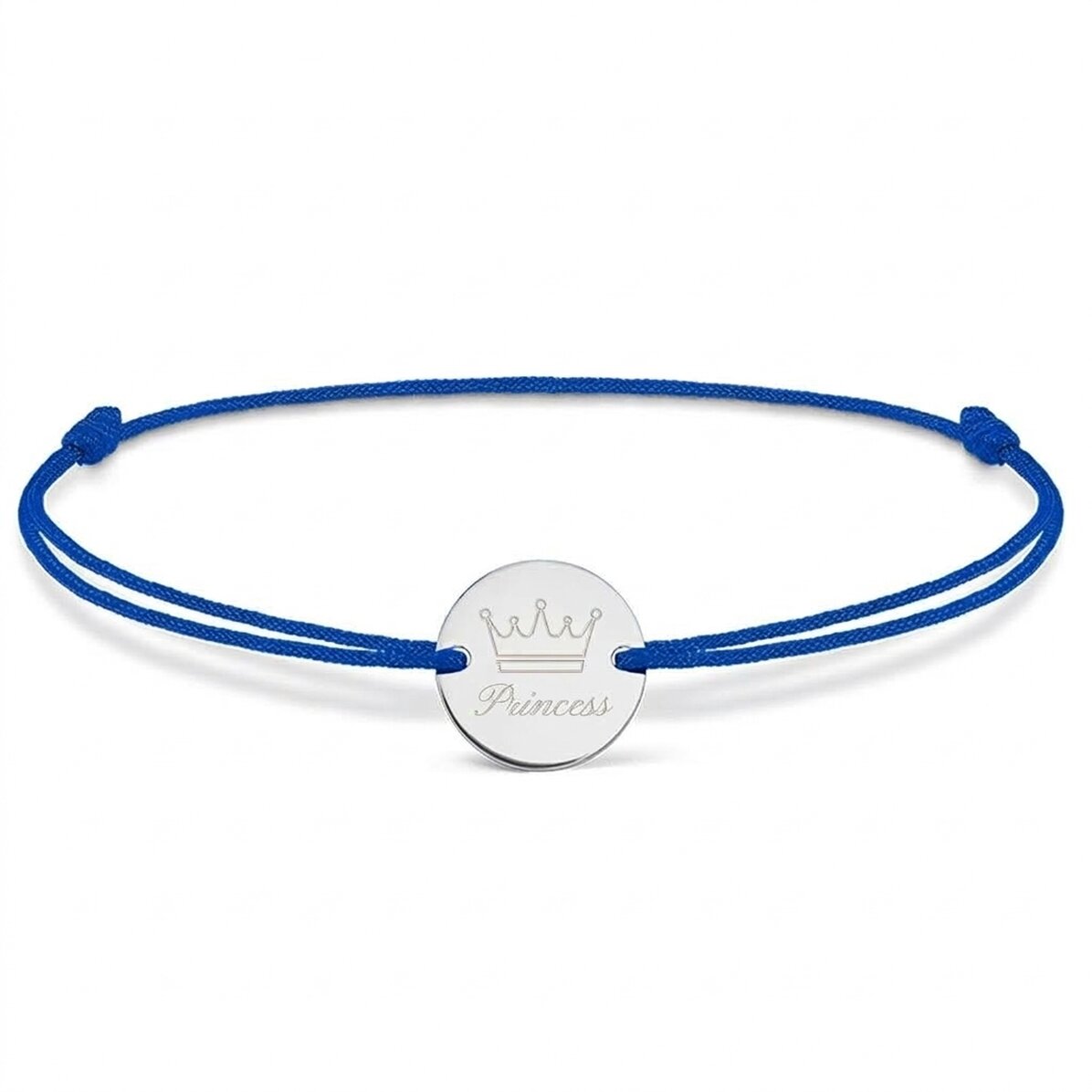 Braccialetto con cordoncino personalizzato - medaglione da 14 mm - argento 925 - modello corona