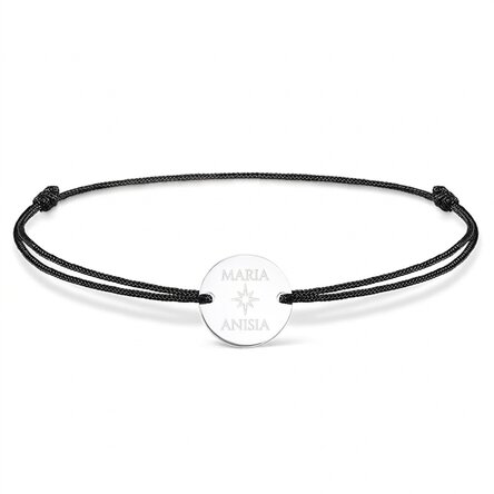 Braccialetto con cordoncino personalizzato - medaglione da 14 mm - argento 925 - modello a stella co