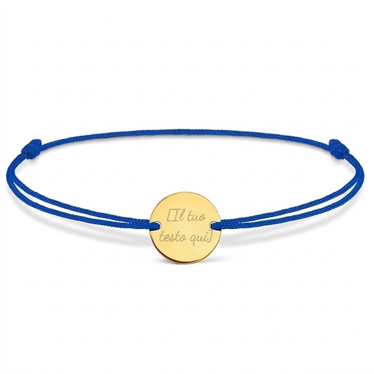 Braccialetto con cordoncino personalizzato - moneta da 14 mm - argento 925 - modello con frecce e in
