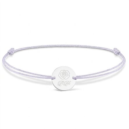 Braccialetto con cordoncino personalizzato - medaglione da 14 mm - argento 925 - modello a rosa