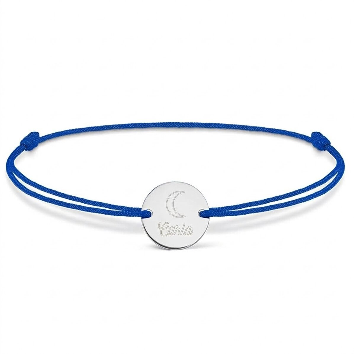 Braccialetto con cordoncino personalizzato - medaglione da 14 mm - argento 925 - modello luna