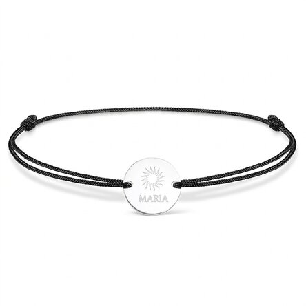 Braccialetto con cordoncino personalizzato - medaglione da 14 mm - argento 925 - modello sole