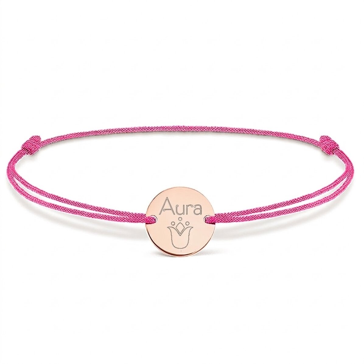 Braccialetto con cordoncino personalizzato - medaglione da 14 mm - argento 925 - modello tulipano