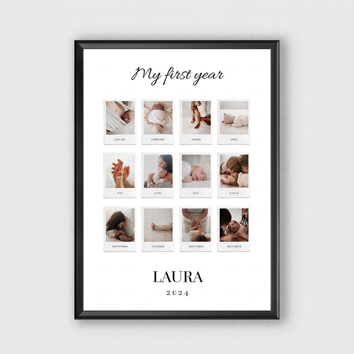 Quadro personalizzato con testo e 12 foto - My First Year