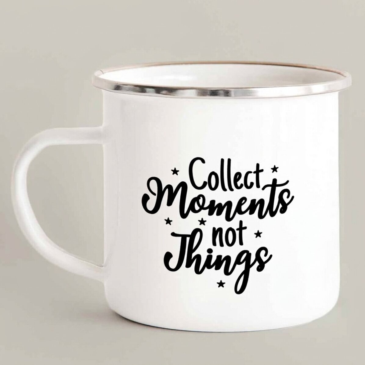 Tazza in metallo smaltato personalizzata con foto - Colleziona momenti, non oggetti