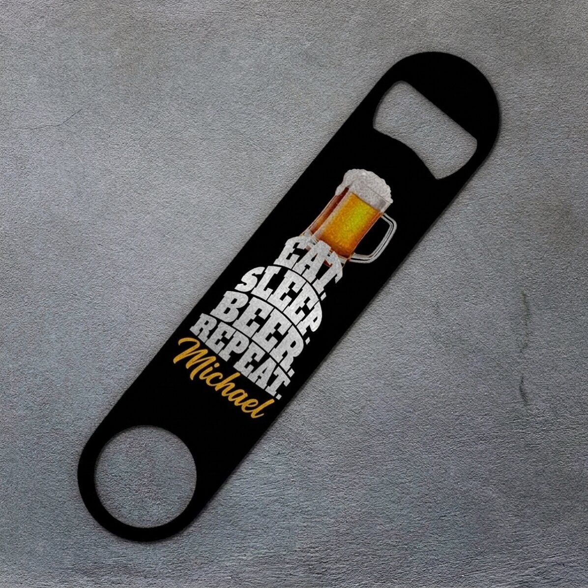Apribottiglie personalizzato con la scritta - Eat. Sleep. Beer. Repeat