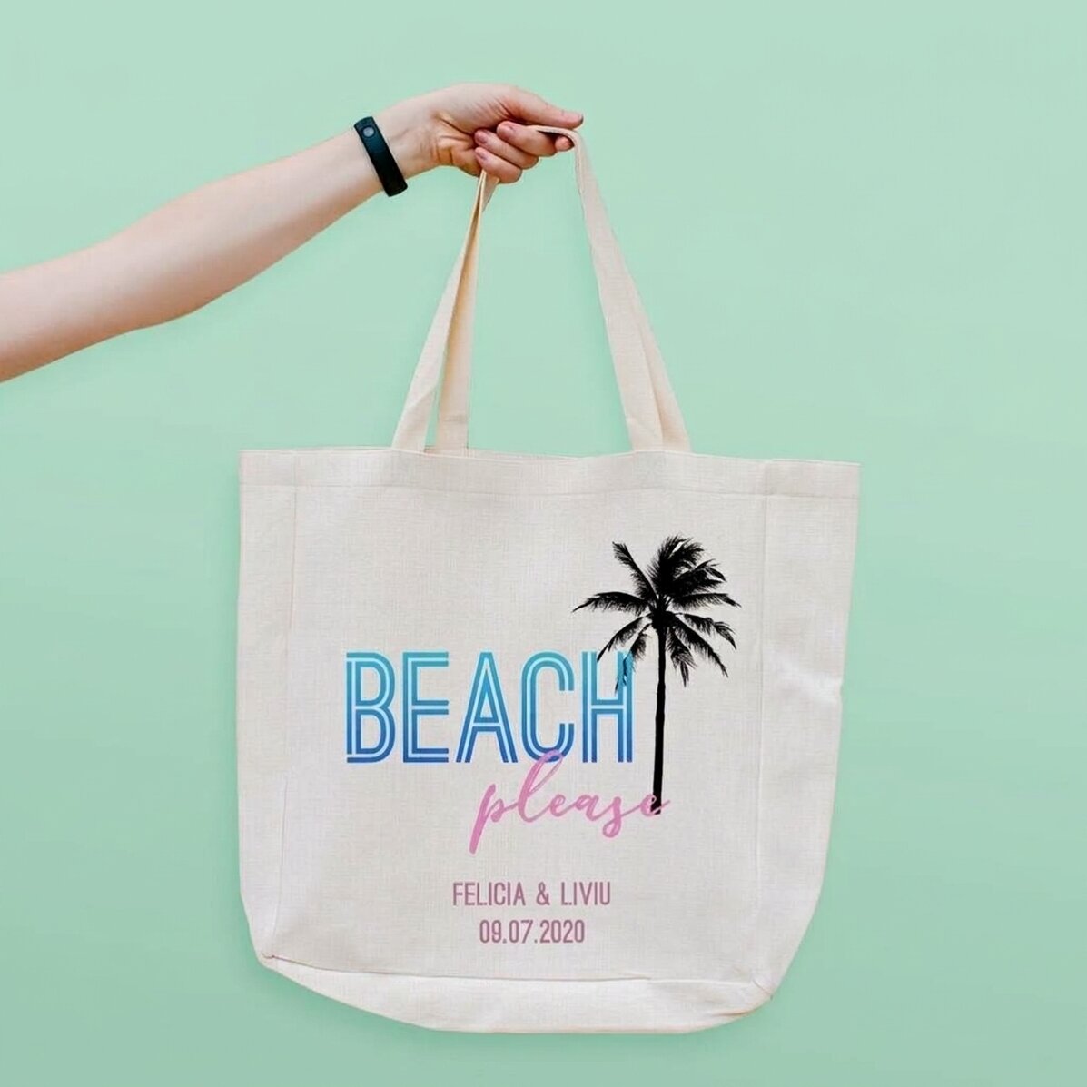 Borsa da spiaggia personalizzata con scritta - Beach please